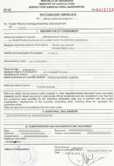 Contoh Phytosanitary Certificate Indonesia